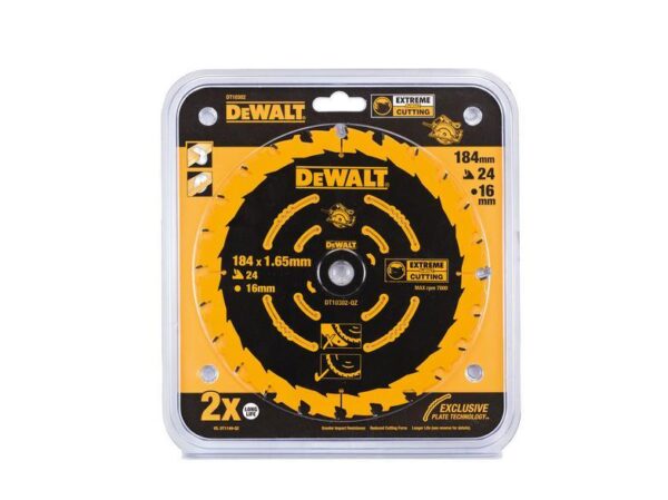 DEWALT PIŁA TARCZOWA  DO ZAGŁĘBIARKI 184mm x 16mm 24z