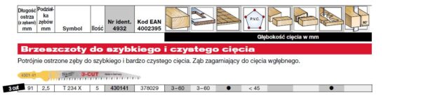 MILWAUKEE BRZESZCZOT DO WYRZYNARKI  T234X  91mm KOMPLET - 5szt. DO DREWNA