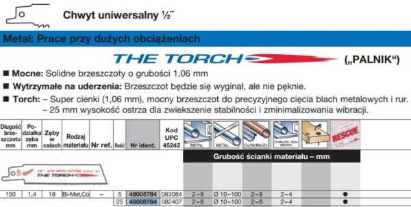 4mm TORCH BIMETAL 25szt. DO METALU