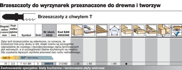 MILWAUKEE BRZESZCZOT DO WYRZYNARKI T101BR 75mm KOMPLET - 5szt. BLATY