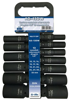 ADLER NASADKI UDAROWE DŁUGIE 13szt.1/2" AD-13DW 10-32mm /WIESZAK