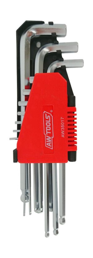 AWTOOLS KLUCZE IMBUSOWE HEX/ 2,0-12,0mm/ 10szt./ KULA DŁUGIE BLACK LINE