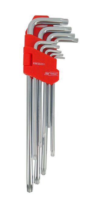 AWTOOLS KLUCZE IMBUSOWE TORX/T10-T50/ 9szt./ BARDZO DŁUGIE BLACK LINE